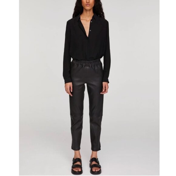 INÈS & MARÉCHAL Jardin Leather Stretch Trousers in Black Size FR 38 (US 6) - Picture 1 of 13